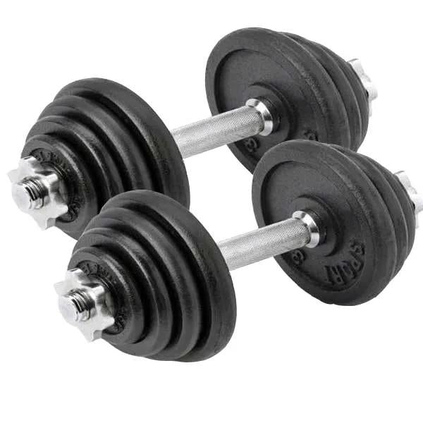 Adjustable dumbbell set - Focus Fitness - 2 x 15 kg - Cast Iron