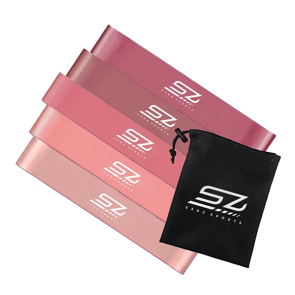 Fitness Elastic - Senz Sports - Set of 5 Resistance Bands with Storage Bag - Pink