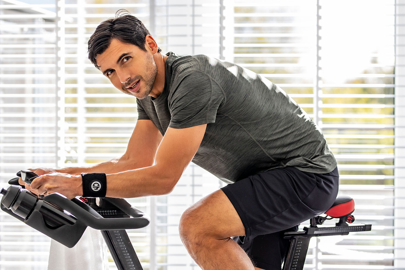 man on a indoor cycling bike