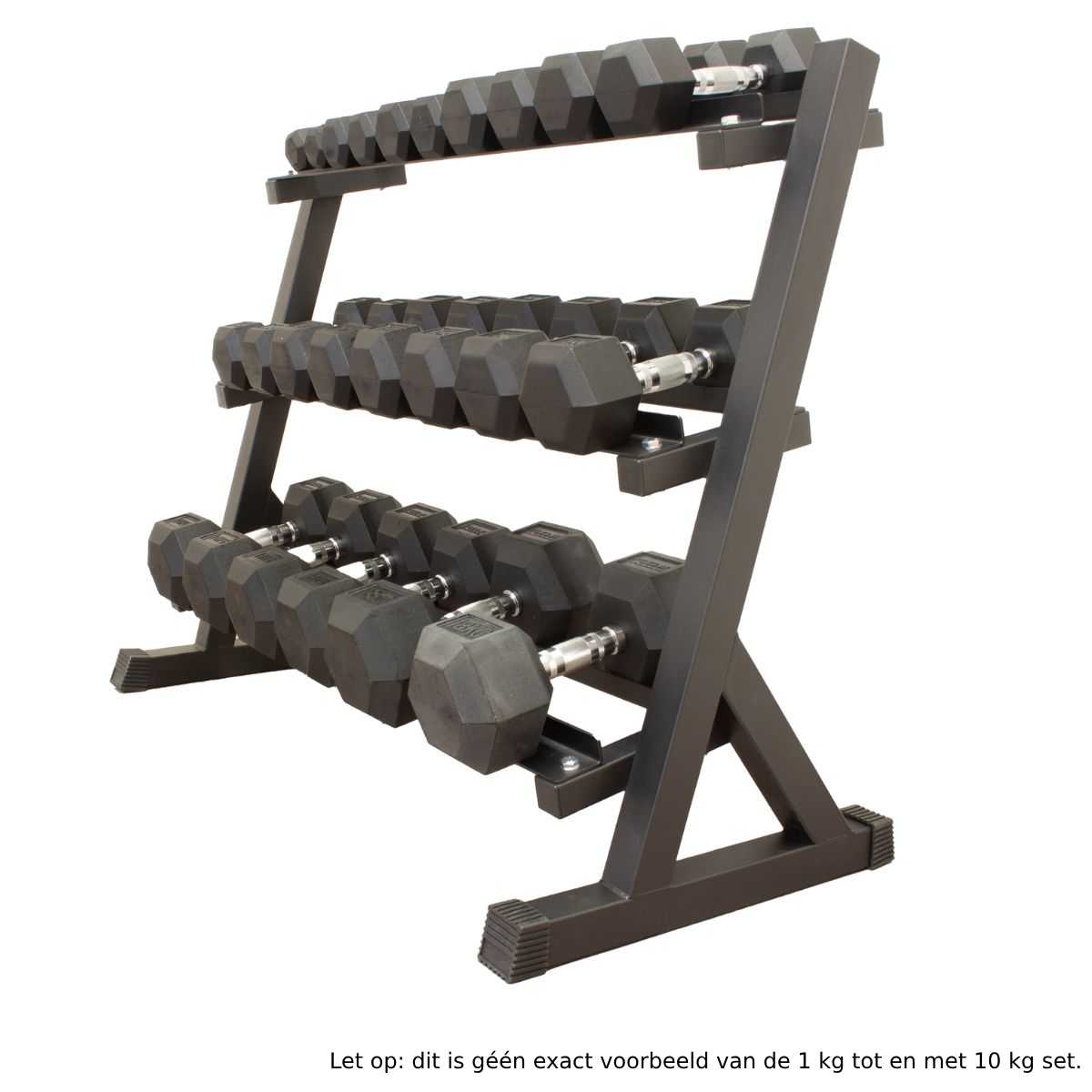 Hexa Dumbbell Set - Focus Fitness - 110 kg + Rack