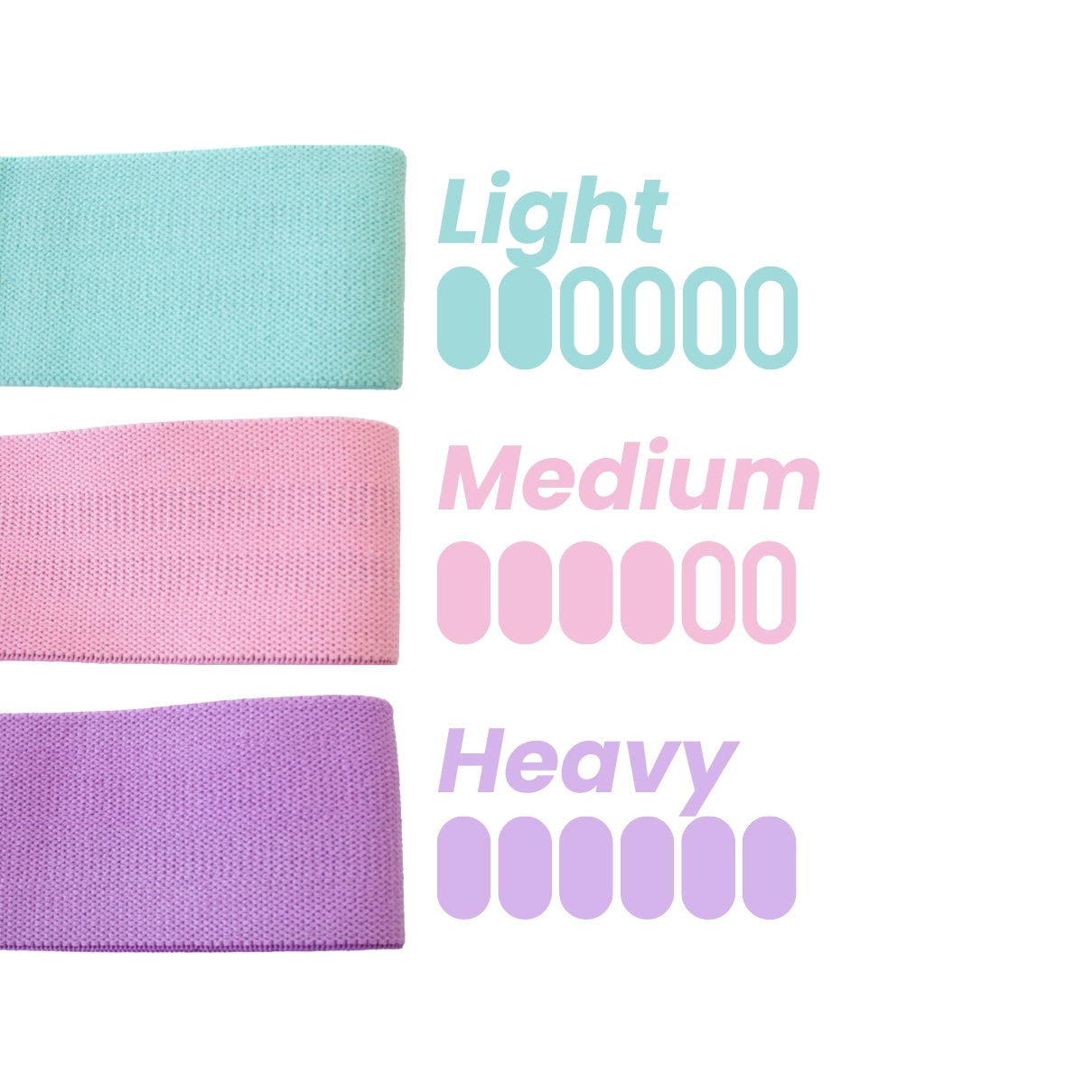 Resistance bands - Focus Fitness - 3-piece set - Pastel - Fitness Elastic